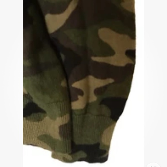GUESS Linen Blend Green Camouflage Print Sweater Men's Pullover Size M - Picture 4 of 14